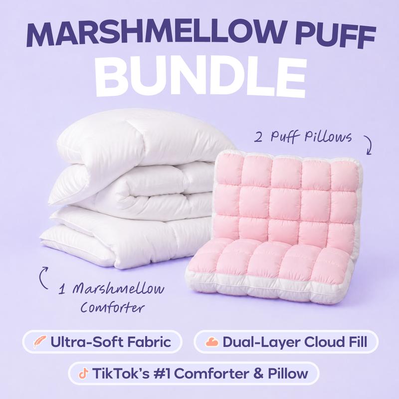 MarshMellow Comforter + 2 Cooling Puff Pillows - image 1